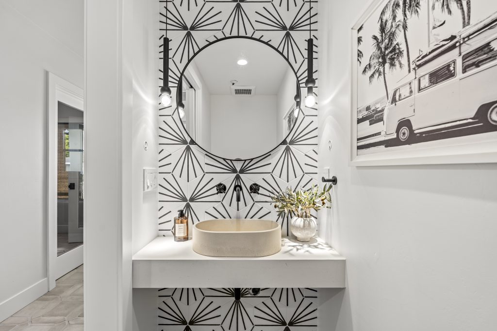 Spanish Bungalow Style Powder Room Bath Remodel