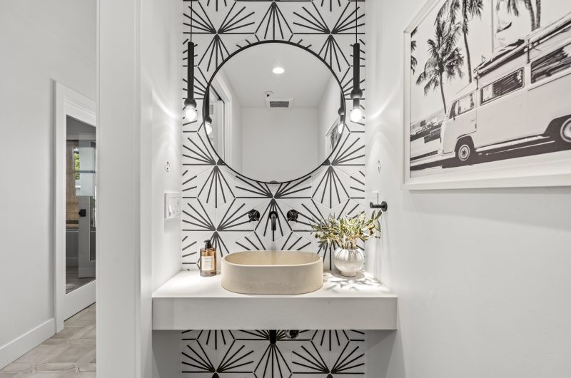 Spanish Bungalow Style Powder Room Bath Remodel